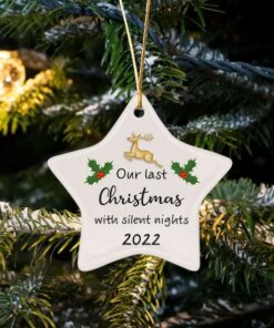 Our Last Christmas With Silent Nights Ceramic Ornament, Pregnant Christmas 2022, Pregnancy Reveal Baby Ornament, Keepsake Gift For Her Him