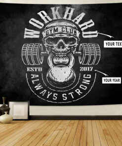Personalised Gym Banner Flag Tapestry Home Gym Motivational, Gifts for Gym Lovers