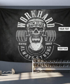Personalised Gym Banner Flag Tapestry Home Gym Motivational, Gifts for Gym Lovers