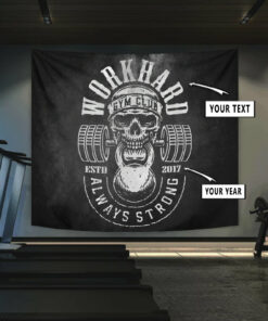 Personalised Gym Banner Flag Tapestry Home Gym Motivational, Gifts for Gym Lovers