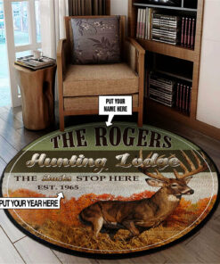 Personalization Hunting Lodge Round Rug, Carpet