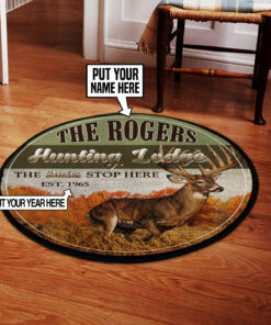 Personalization Hunting Lodge Round Rug, Carpet