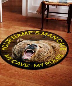 Personalize Bear Hunting My Cave My Rules Round Rug, Carpet