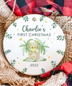 Personalized Baby's First Christmas Ceramic Ornament, Custom Baby Giraffe Ornament, 1st Christmas 2022 Cute Baby Gift, Hanging Decorations