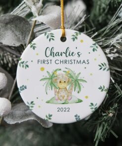 Personalized Baby's First Christmas Ceramic Ornament, Custom Baby Giraffe Ornament, 1st Christmas 2022 Cute Baby Gift, Hanging Decorations