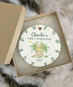 Personalized Baby's First Christmas Ceramic Ornament, Custom Baby Giraffe Ornament, 1st Christmas 2022 Cute Baby Gift, Hanging Decorations