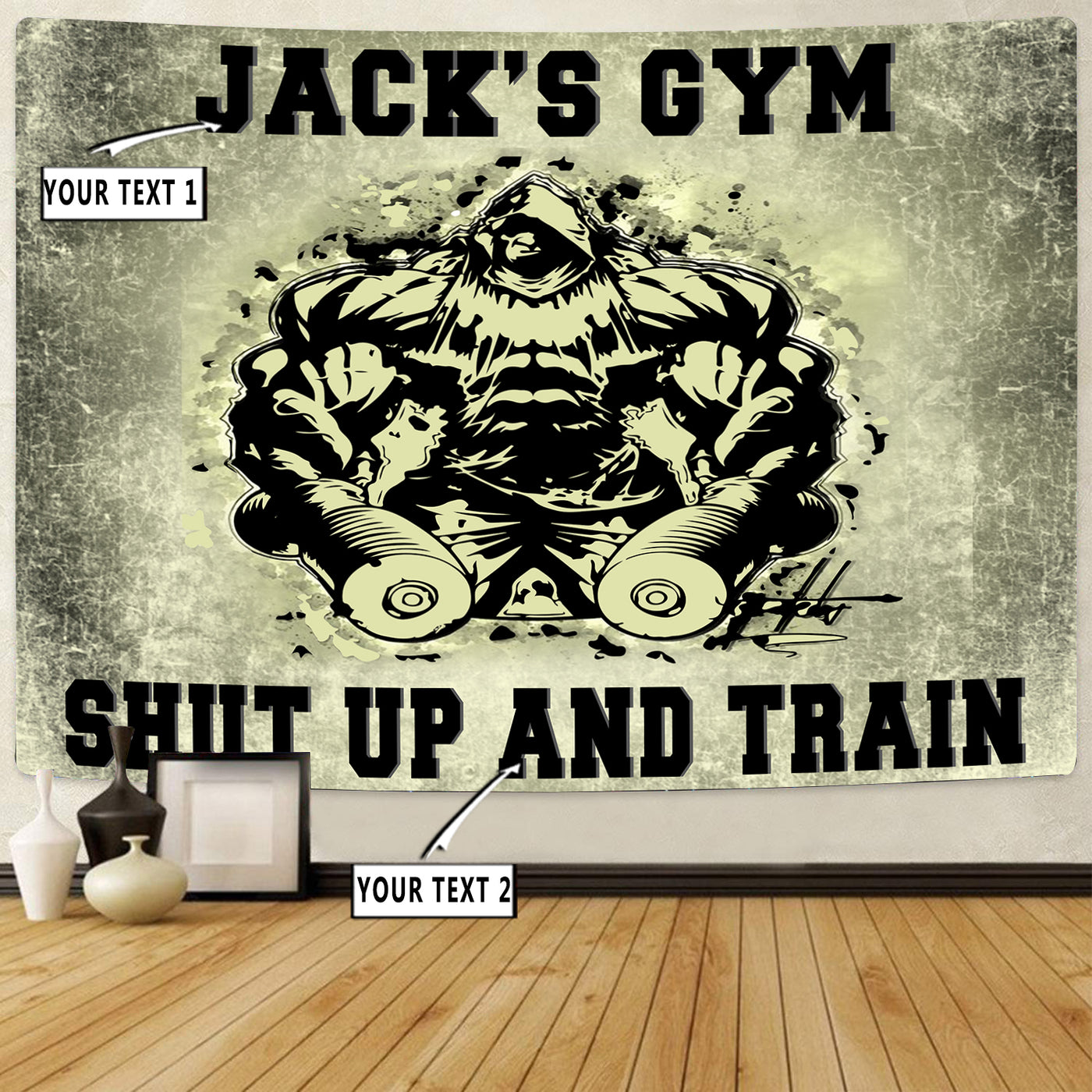 Personalized Bodybuilding Banner Flag Tapestry Home Gym Decor