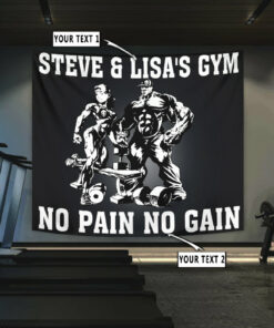 Personalized Bodybuilding Banner Flag Tapestry Home Gym Decor Beauty And The Beast