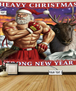 Personalized Bodybuilding Banner Flag Tapestry Home Gym Decor Heavy Christmas Strong New Year