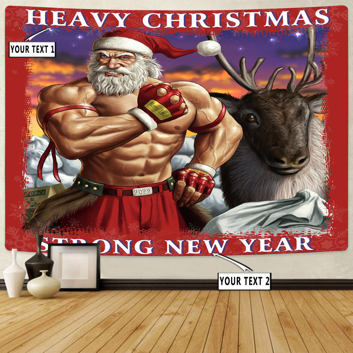 Personalized Bodybuilding Banner Flag Tapestry Home Gym Decor Heavy Christmas Strong New Year
