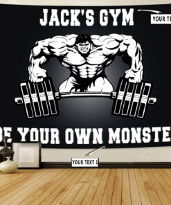 Personalized Bodybuilding Banner Flag Tapestry Home Gym Decor Hulk
