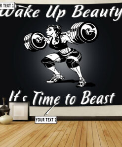 Personalized Bodybuilding Banner Flag Tapestry Home Gym Decor Muscle Woman