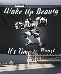 Personalized Bodybuilding Banner Flag Tapestry Home Gym Decor Muscle Woman