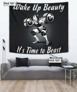 Personalized Bodybuilding Banner Flag Tapestry Home Gym Decor Muscle Woman