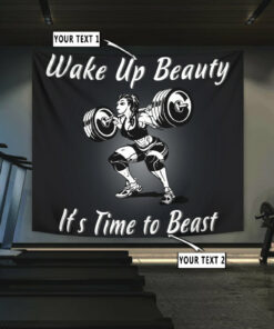 Personalized Bodybuilding Banner Flag Tapestry Home Gym Decor Muscle Woman