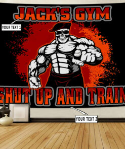 Personalized Bodybuilding Fighter Banner Flag Tapestry Motivational Gym Wall Art