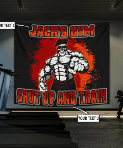Personalized Bodybuilding Fighter Banner Flag Tapestry Motivational Gym Wall Art