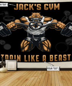 Personalized Bodybuilding Flag Tapestry Banners for Gym Bulldog Train Like A Beast