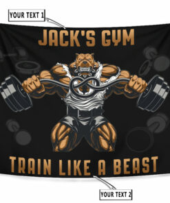 Personalized Bodybuilding Flag Tapestry Banners for Gym Bulldog Train Like A Beast