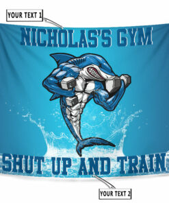Personalized Bodybuilding Flag Tapestry Home Gym Idea Muscle Shark