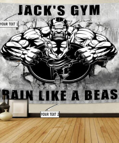 Personalized Bodybuilding Home Gym Decor Muscle Man Banner Flag Tapestry