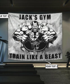 Personalized Bodybuilding Home Gym Decor Muscle Man Banner Flag Tapestry