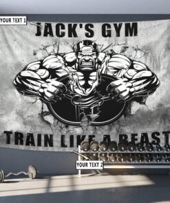 Personalized Bodybuilding Home Gym Decor Muscle Man Banner Flag Tapestry
