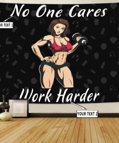 Personalized Bodybuilding Women Banner Flag Tapestry Home Gym Decor Gym Gift