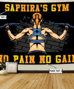 Personalized Bodybuilding Women Banner Flag Tapestry Home Gym Decor Gym Gift No Pain No Gain