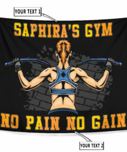 Personalized Bodybuilding Women Banner Flag Tapestry Home Gym Decor Gym Gift No Pain No Gain