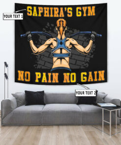 Personalized Bodybuilding Women Banner Flag Tapestry Home Gym Decor Gym Gift No Pain No Gain