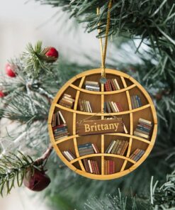 Personalized Bookshelf 2D Ceramic Ornament, Librarian, Bookworm, Book Lover Gift, Funny Creative Unique Christmas Tree Ornament Gift For Her