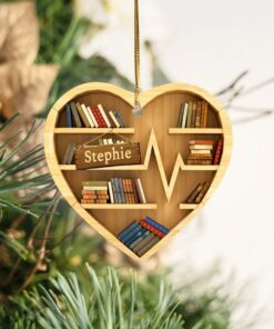 Personalized Bookshelf 2D Ceramic Ornament, Librarian, Bookworm, Book Lover Gift, Funny Creative Unique Christmas Tree Ornament Gift For Her