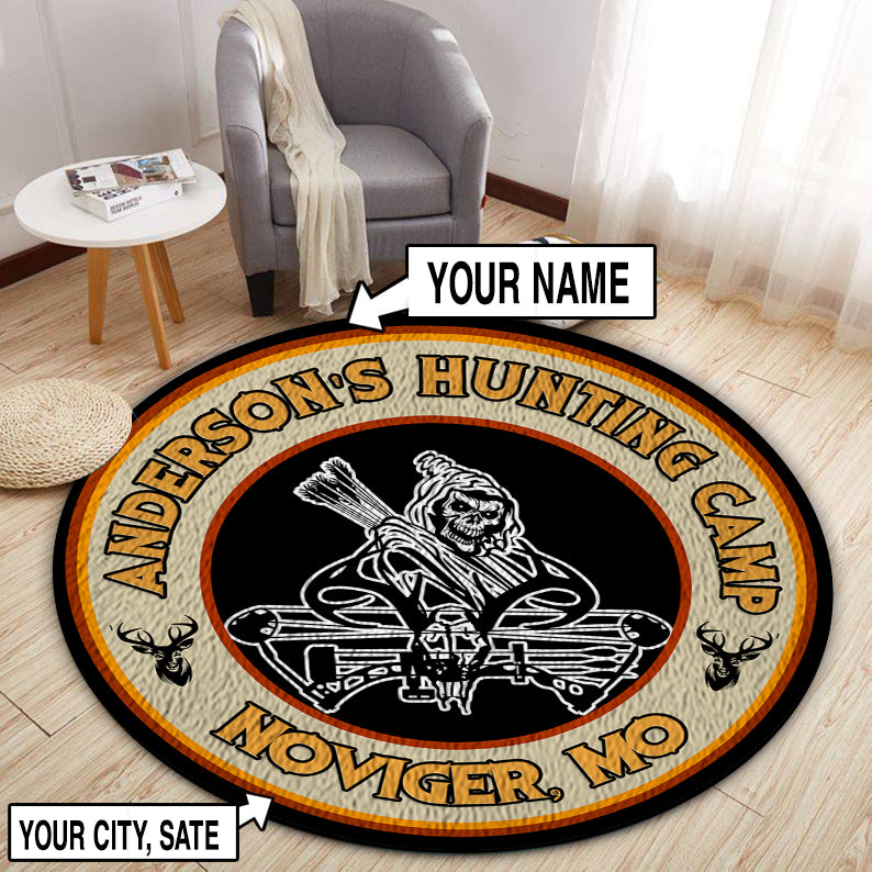 Personalized Bow Hunting Deer Round Rug, Carpet