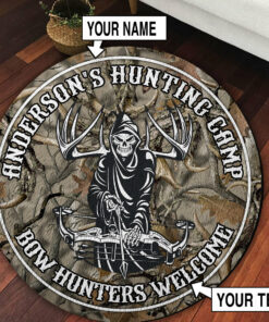 Personalized Bow Hunting Welcome Round Rug, Carpet