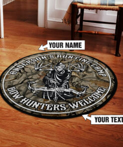 Personalized Bow Hunting Welcome Round Rug, Carpet