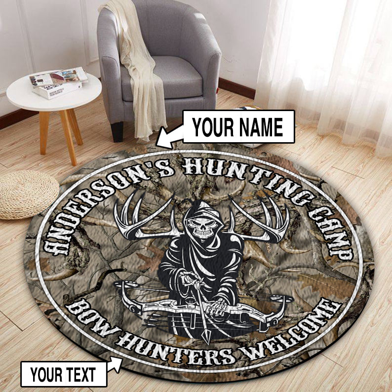Personalized Bow Hunting Welcome Round Rug, Carpet