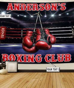 Personalized Boxing Ring Gloves Banner Flag, Tapestry