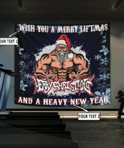 Personalized Christmas Fitness Home Gym Decor Banner Flag Tapestry