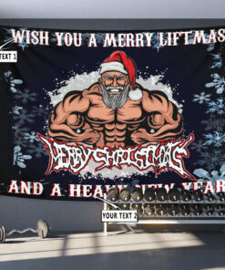Personalized Christmas Fitness Home Gym Decor Banner Flag Tapestry