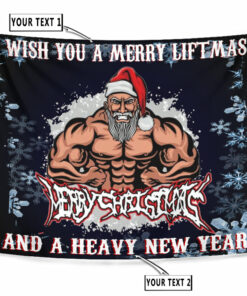Personalized Christmas Fitness Home Gym Decor Banner Flag Tapestry