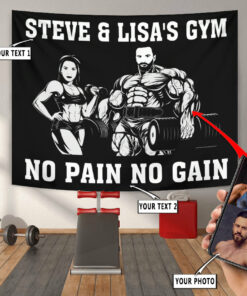 Personalized Couple Photo Fitness Flag Banner Tapestry Home Gym Decor