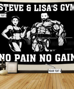 Personalized Couple Photo Fitness Flag Banner Tapestry Home Gym Decor