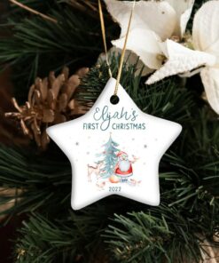 Personalized Cute Baby's First Christmas Ceramic Ornament, Custom First Christmas Ornament, 1st Christmas 2022 Cute Baby Keepsake Gift