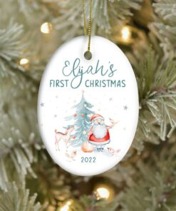 Personalized Cute Baby's First Christmas Ceramic Ornament, Custom First Christmas Ornament, 1st Christmas 2022 Cute Baby Keepsake Gift