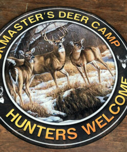 Personalized Deer Camp Hunting Round Area Rug For Living Room, Bedrooom