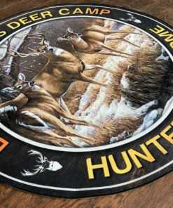 Personalized Deer Camp Hunting Round Area Rug For Living Room, Bedrooom