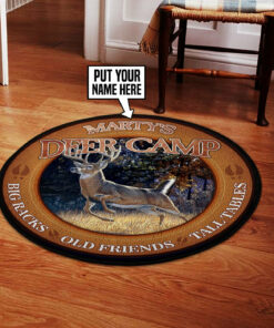 Personalized Deer Camp Hunting Round Rug, Carpet Home Décor
