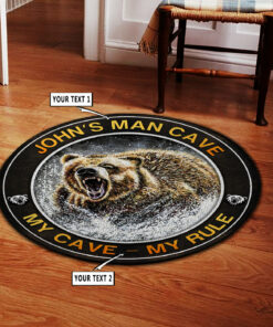 Personalized Deer Camp Hunting Round Rug, Carpet Hunter Gifts