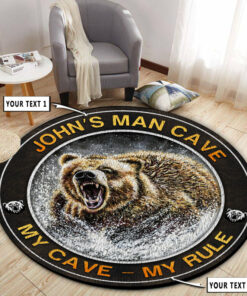 Personalized Deer Camp Hunting Round Rug, Hunting Rugs Home Décor